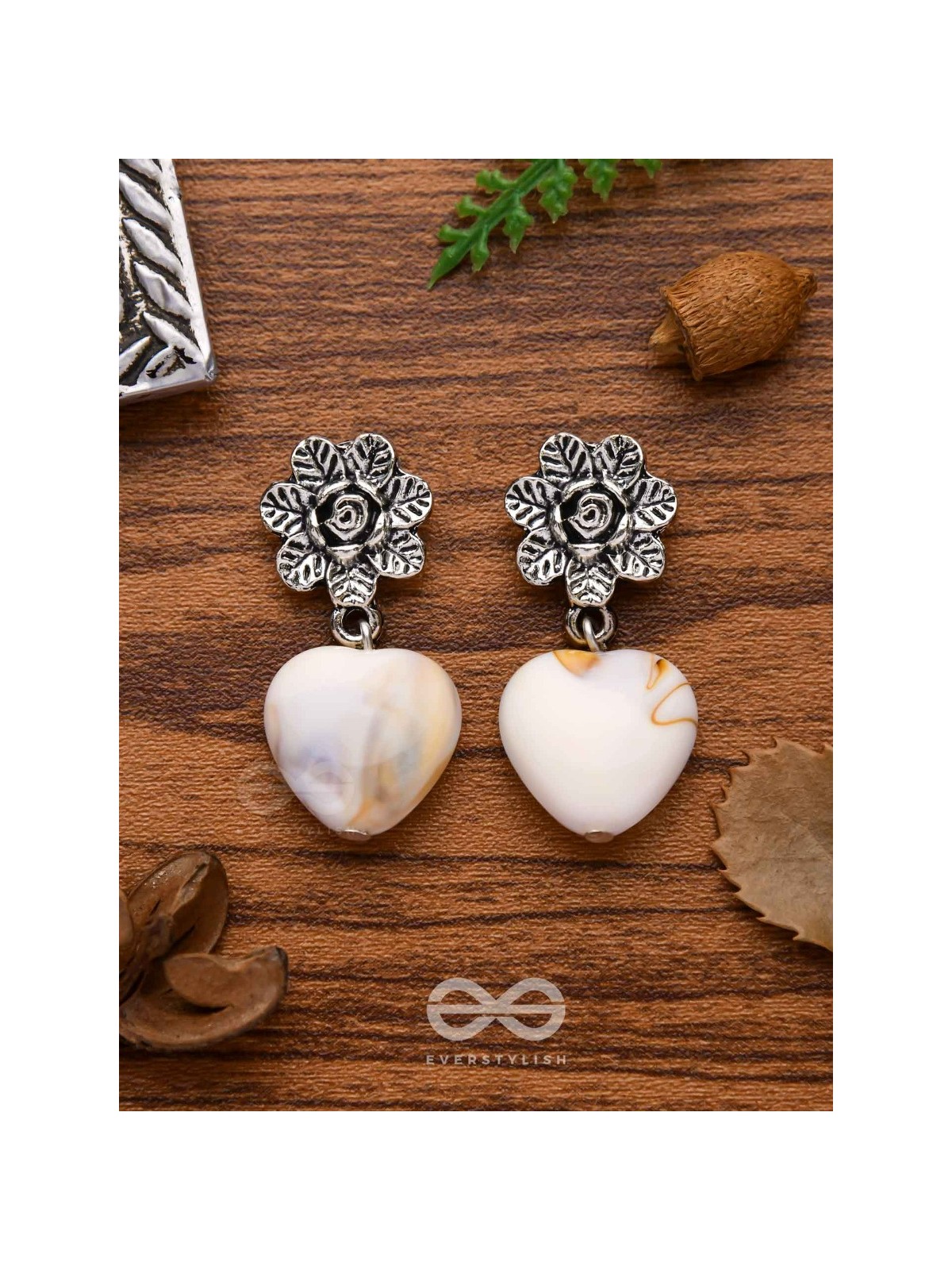 THE HEART'S DESIRE - OXIDISED EMBELLISHED EARRIBGS