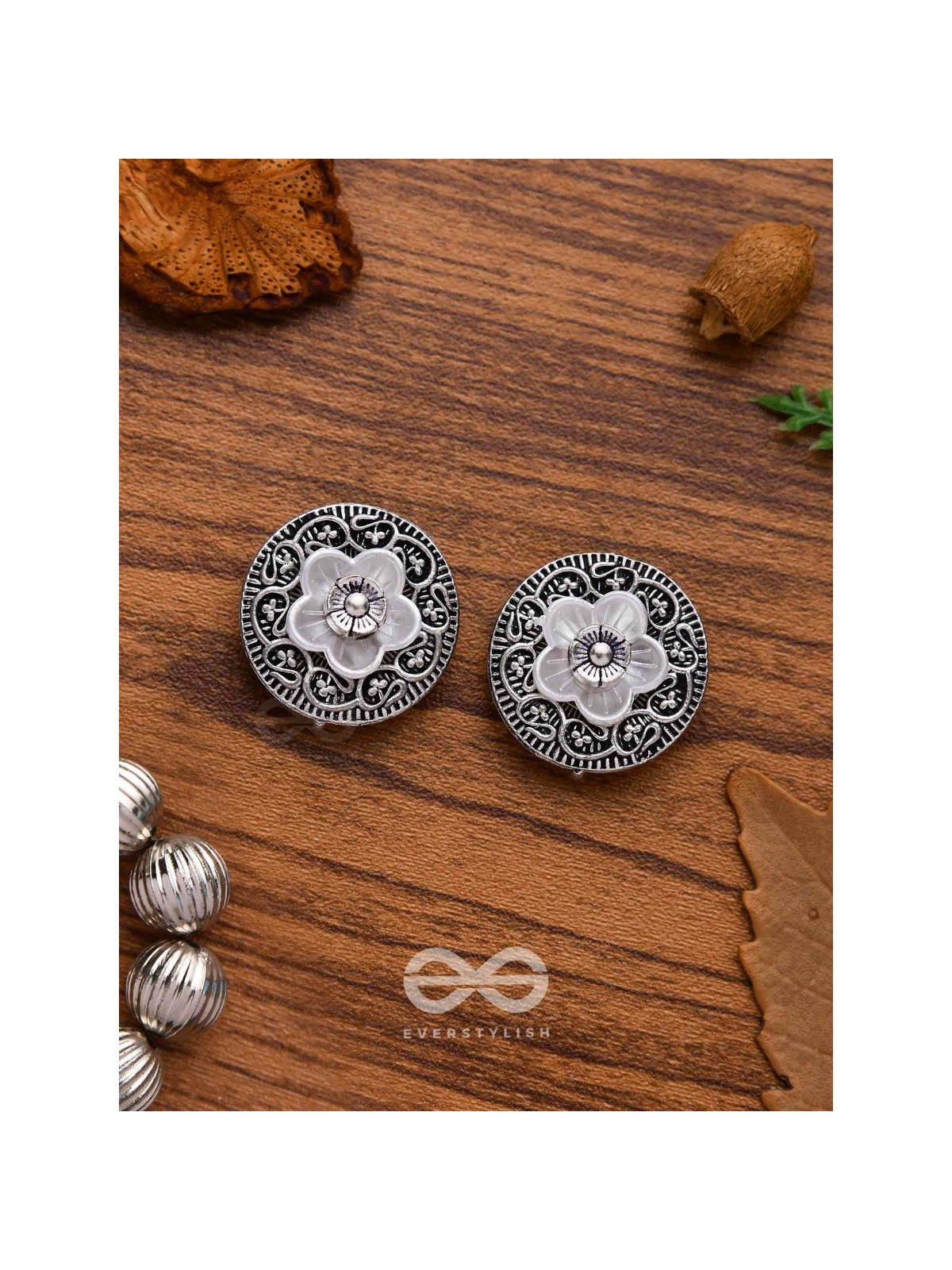 BLOSSOM SPINS - OXIDISED STUD EARRINGS