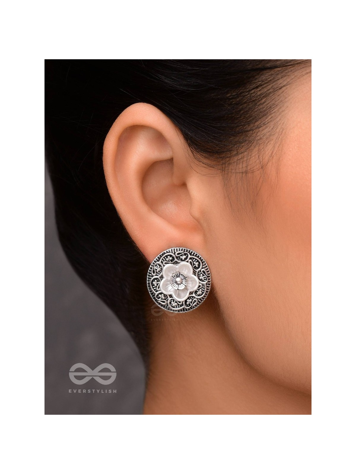 BLOSSOM SPINS - OXIDISED STUD EARRINGS