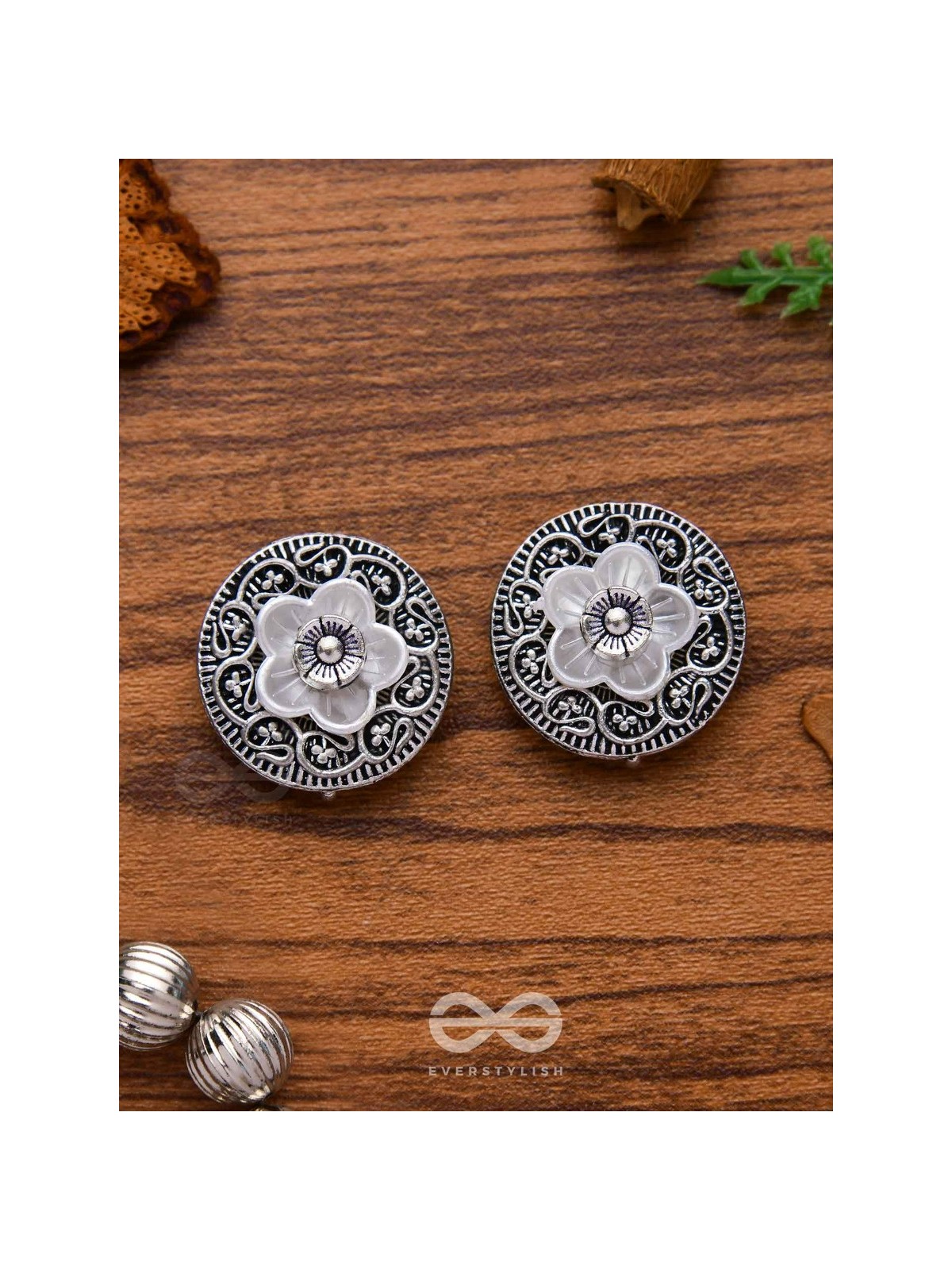 BLOSSOM SPINS - OXIDISED STUD EARRINGS