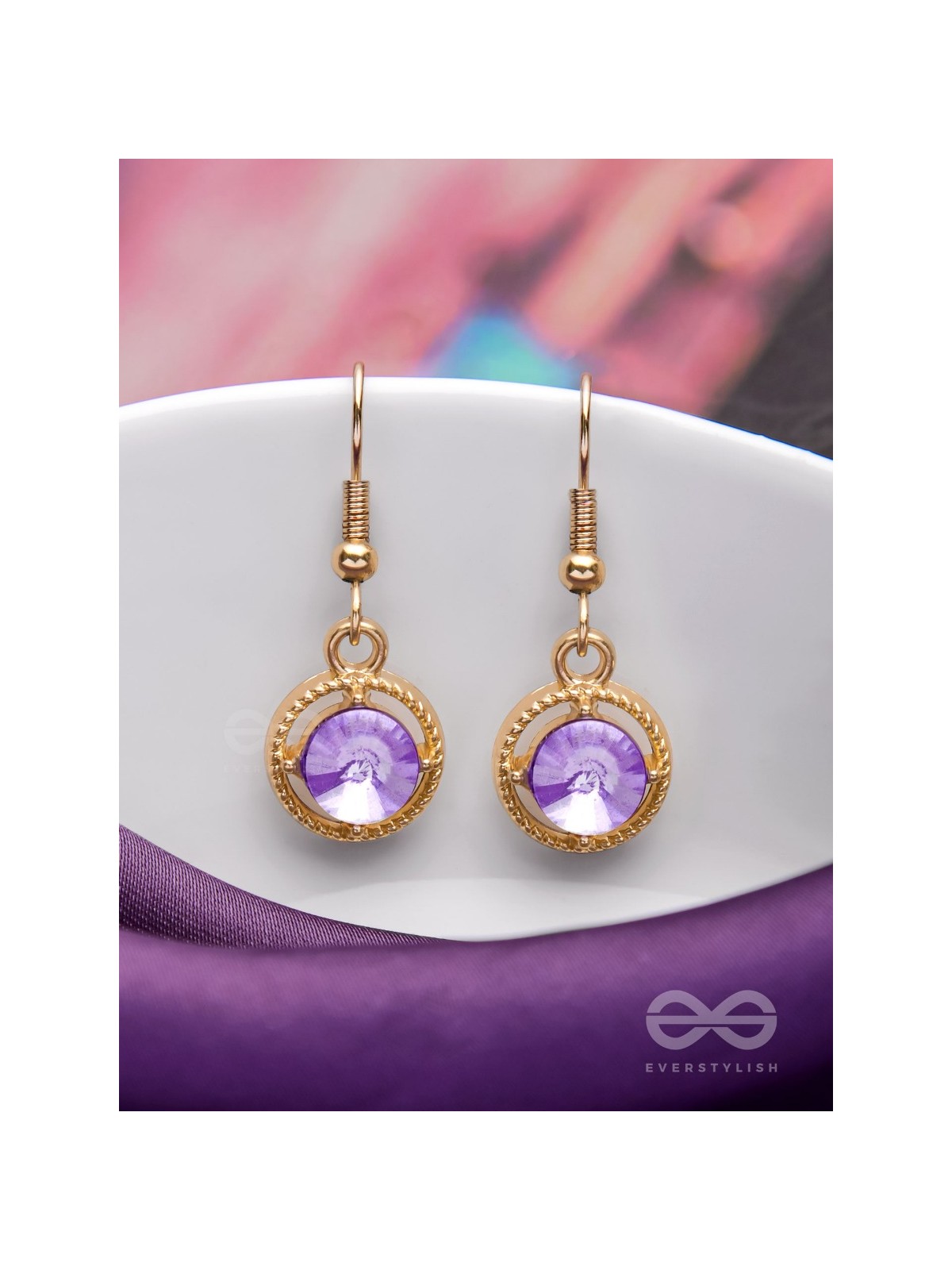 THE PURPLE HAZE - GOLDEN EMBELLISHED EARRINGS