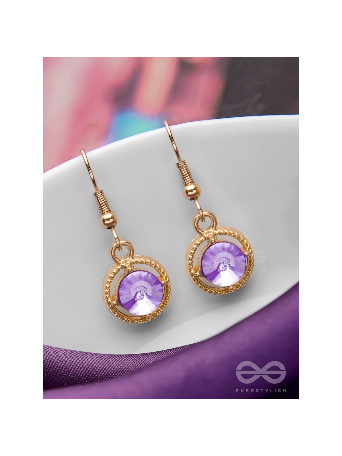 THE PURPLE HAZE - GOLDEN EMBELLISHED EARRINGS