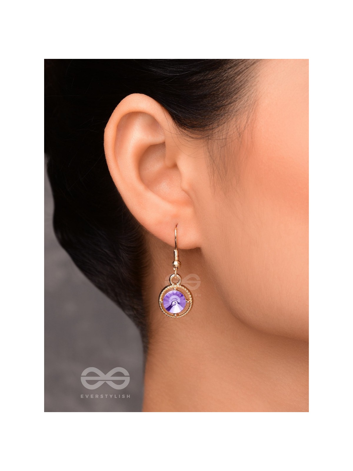THE PURPLE HAZE - GOLDEN EMBELLISHED EARRINGS