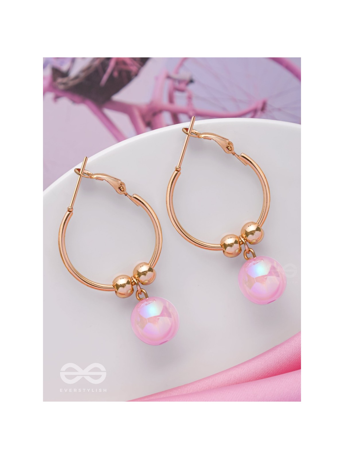 THE PINK CHAMPAGNE - GOLDEN HOOP EARRINGS