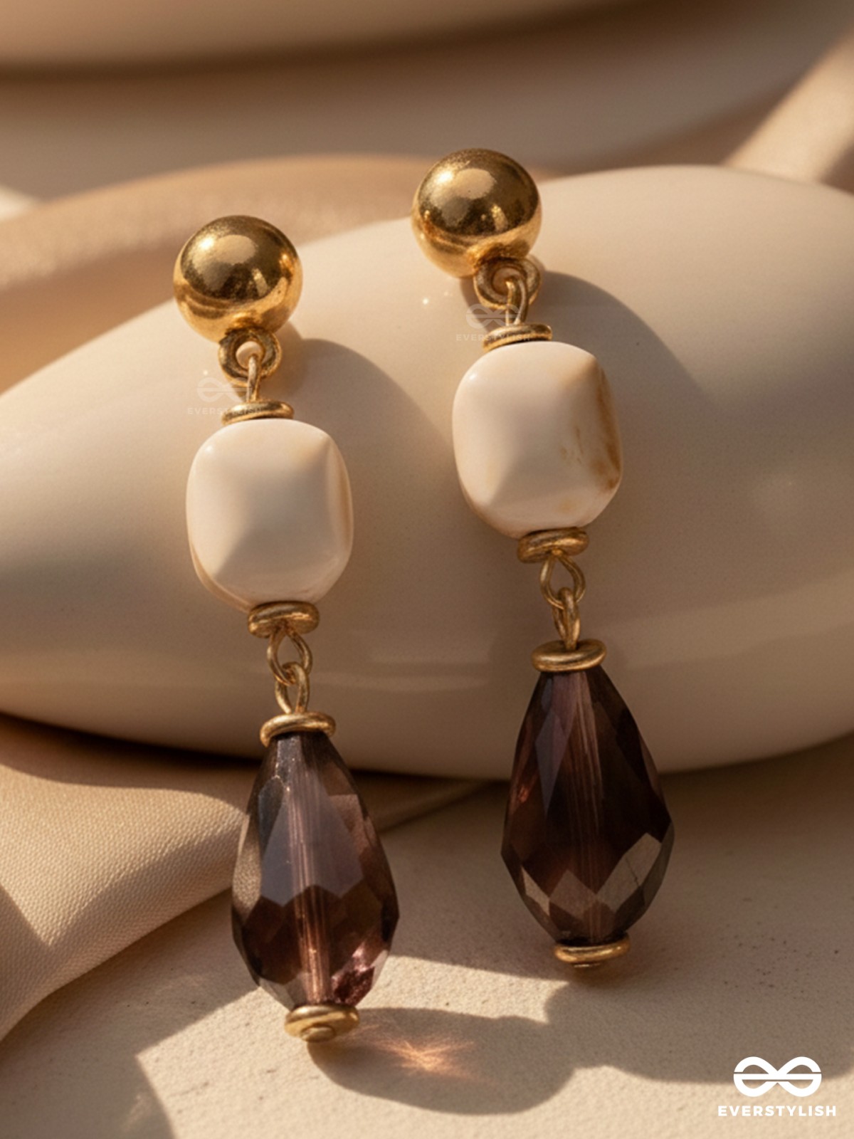 LUSTRE OF DUSK - GOLDEN EMBELLISHED EARRINGS