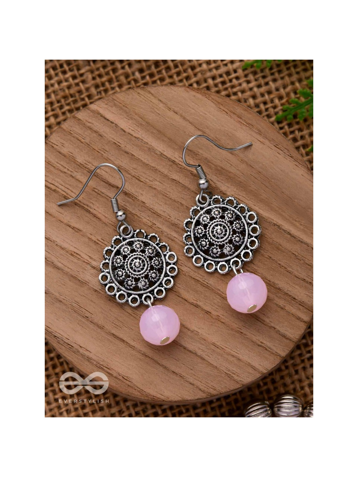 BLUSH BLOSSOMS - OXIDISED JHUMKA EARRINGS