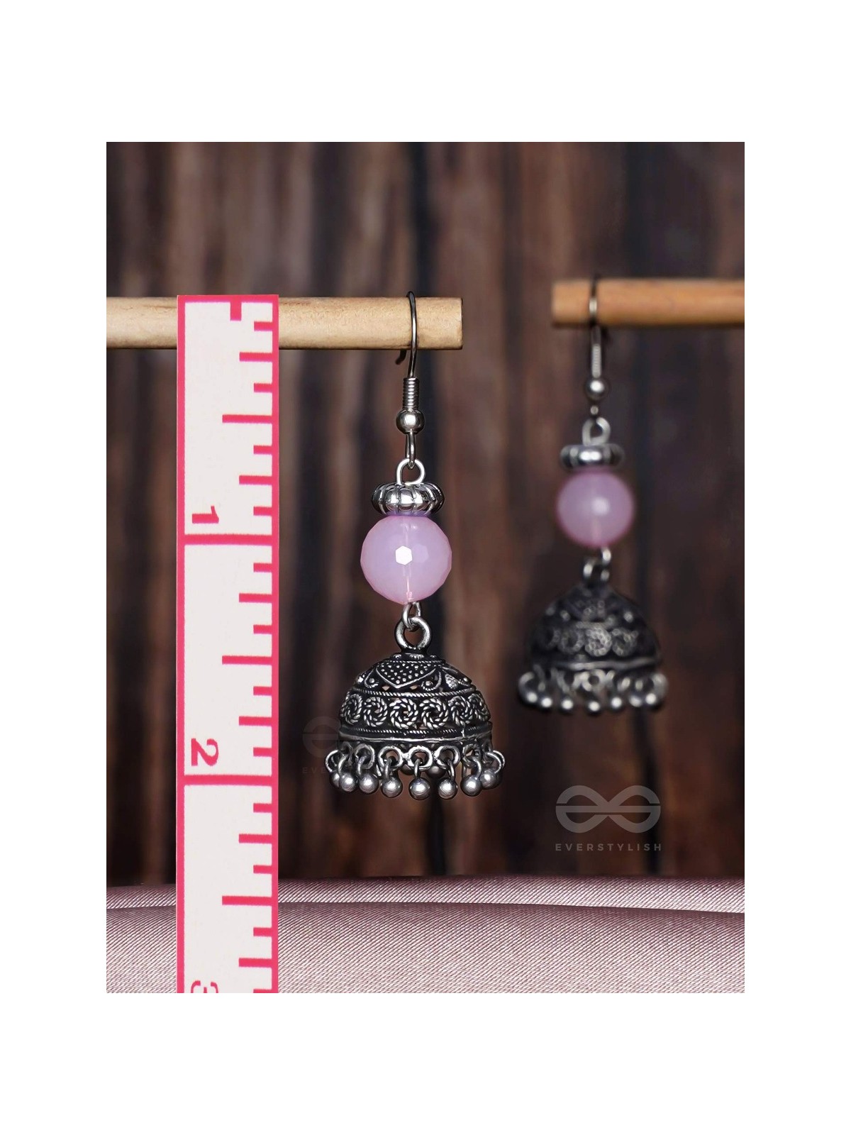 PINK MIST ELEGANCE - OXIDISED DROP JHUMKA EARRINGS