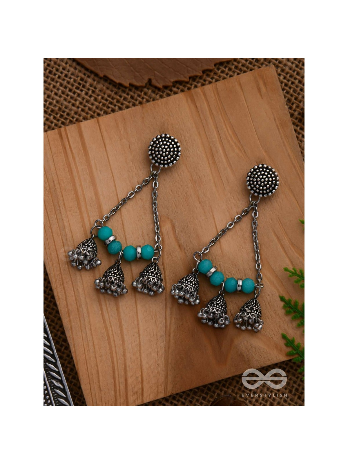 The Sky Marvels - Oxidised And Beaded Earrings