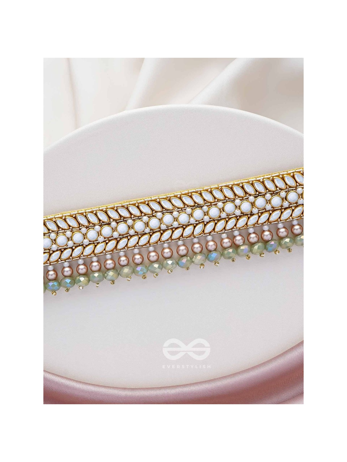 Ambaraukas- Walk On The Skyline- Beads, Polki And Kundan Finished Hand Embroidered Choker Neckpiece 