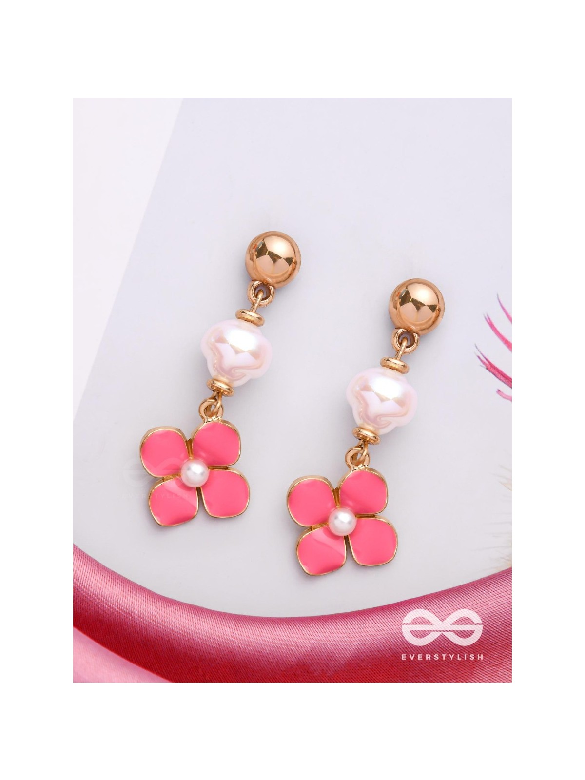 PRETTY PINK POPS - GOLDEN EMBELLISHED EARRINGS