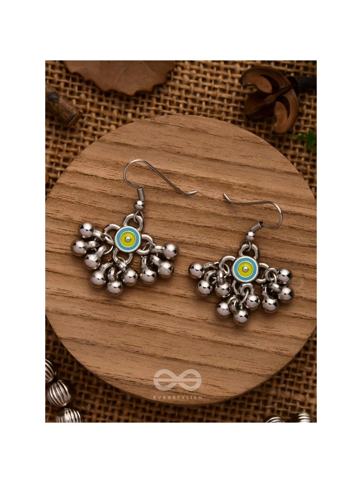 THE BLUEBELL SUNSHINE - OXIDISED EMBELLISHED EARRINGS