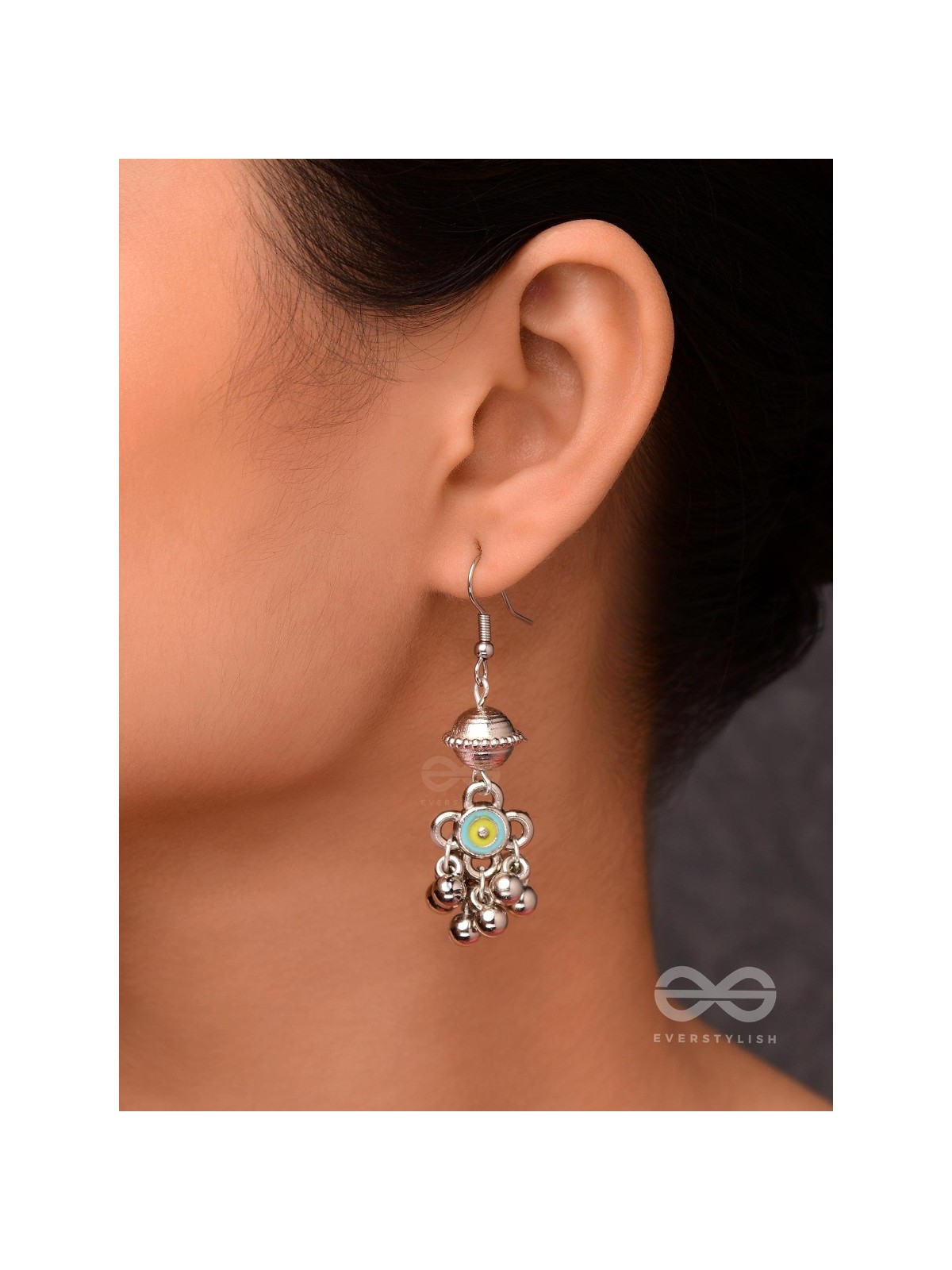 BEADED HORIZON CHARMS - EMBELLISHED OXIDISED EARRINGS