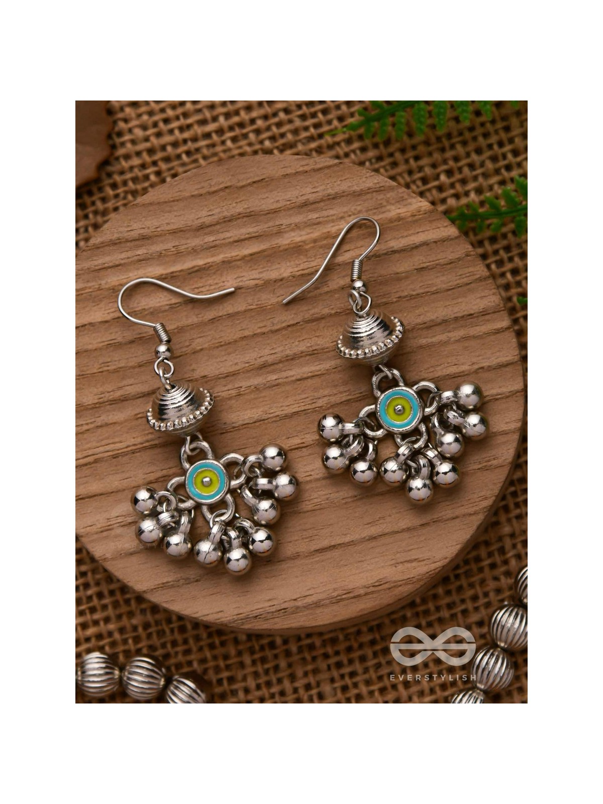 BEADED HORIZON CHARMS - EMBELLISHED OXIDISED EARRINGS