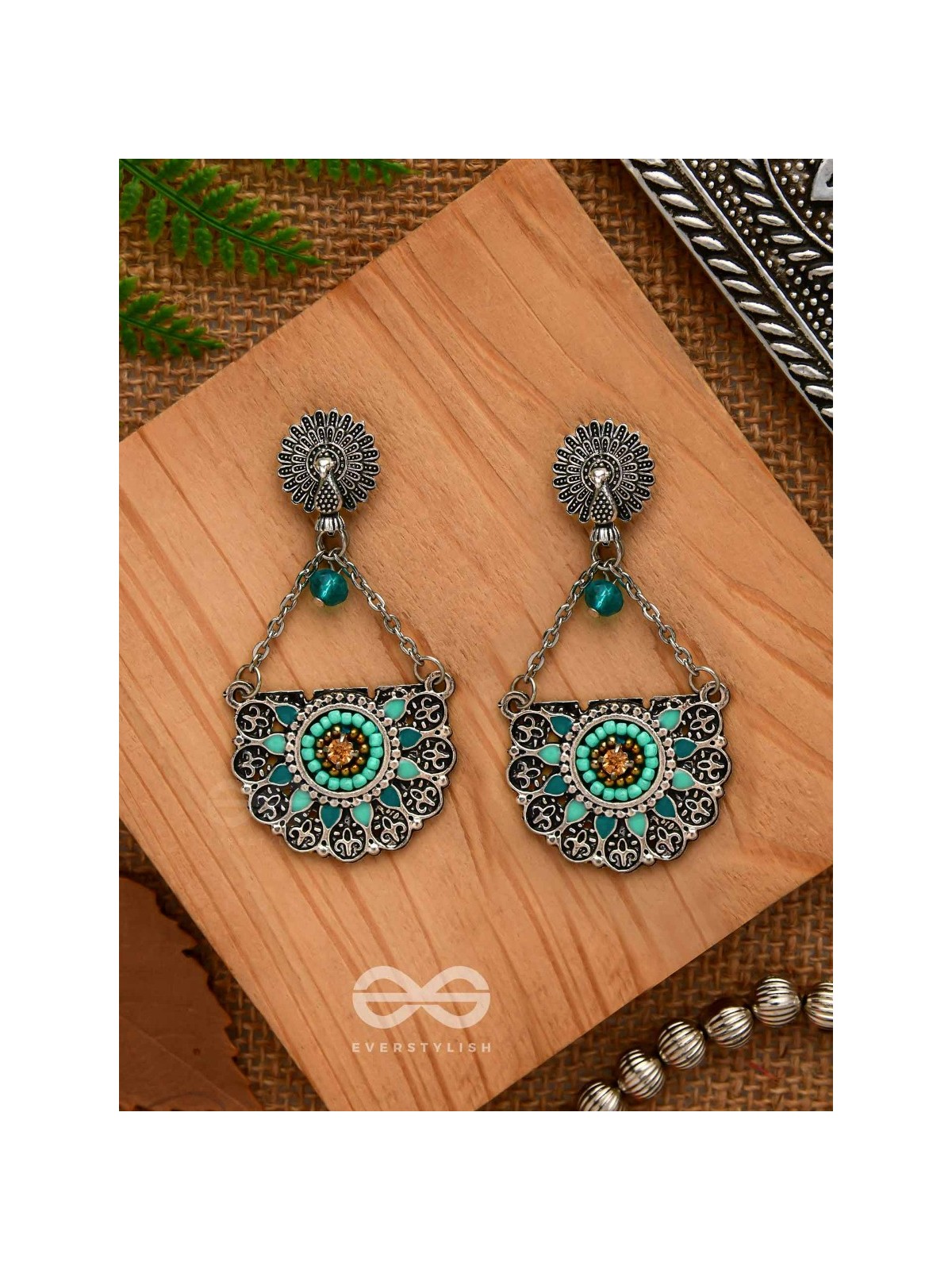 Enchanted Mandalas - Oxidised Beaded Earrings