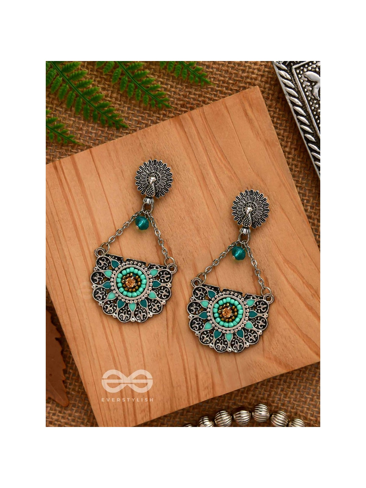 Enchanted Mandalas - Oxidised Beaded Earrings