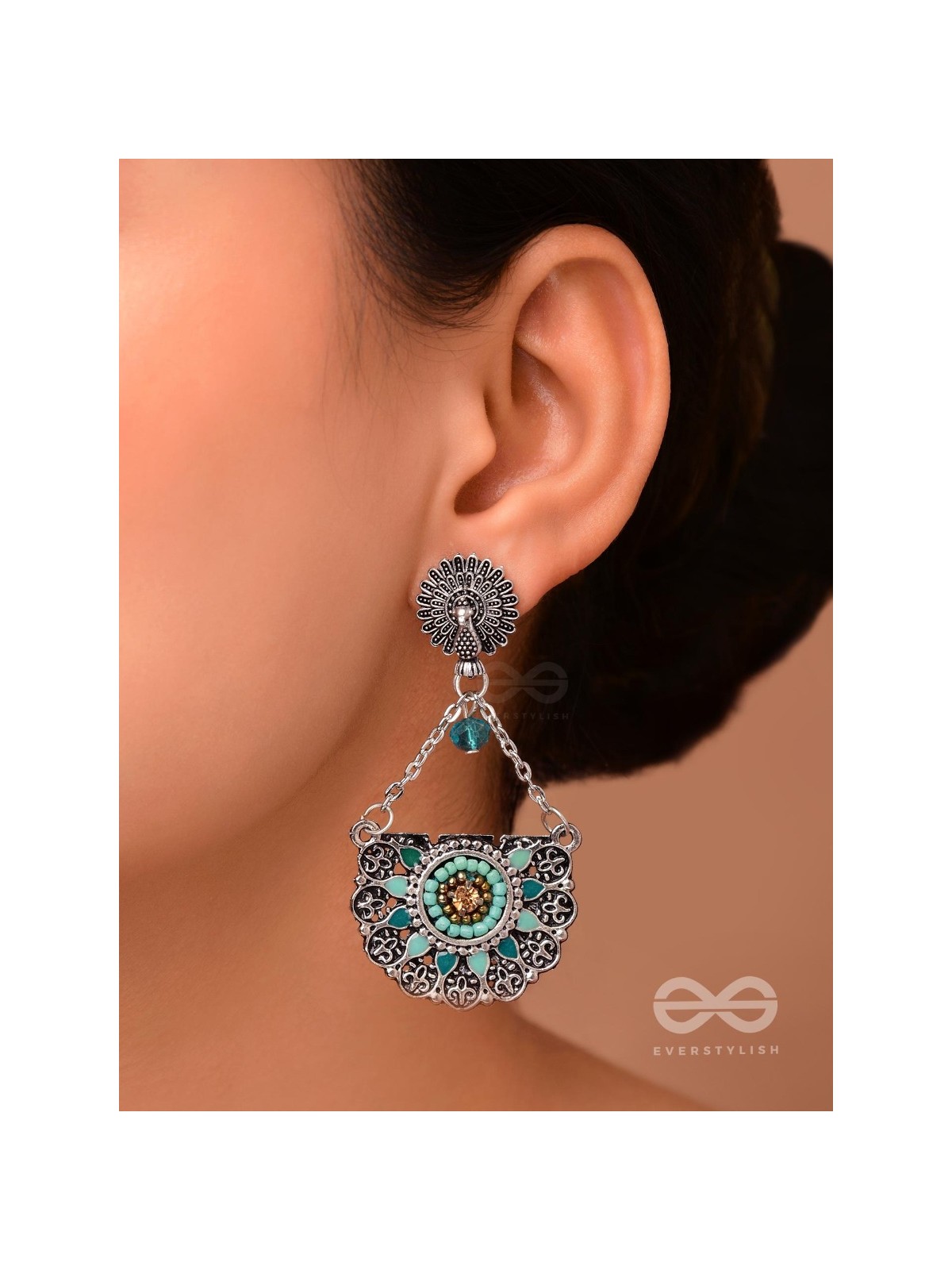 Enchanted Mandalas - Oxidised Beaded Earrings