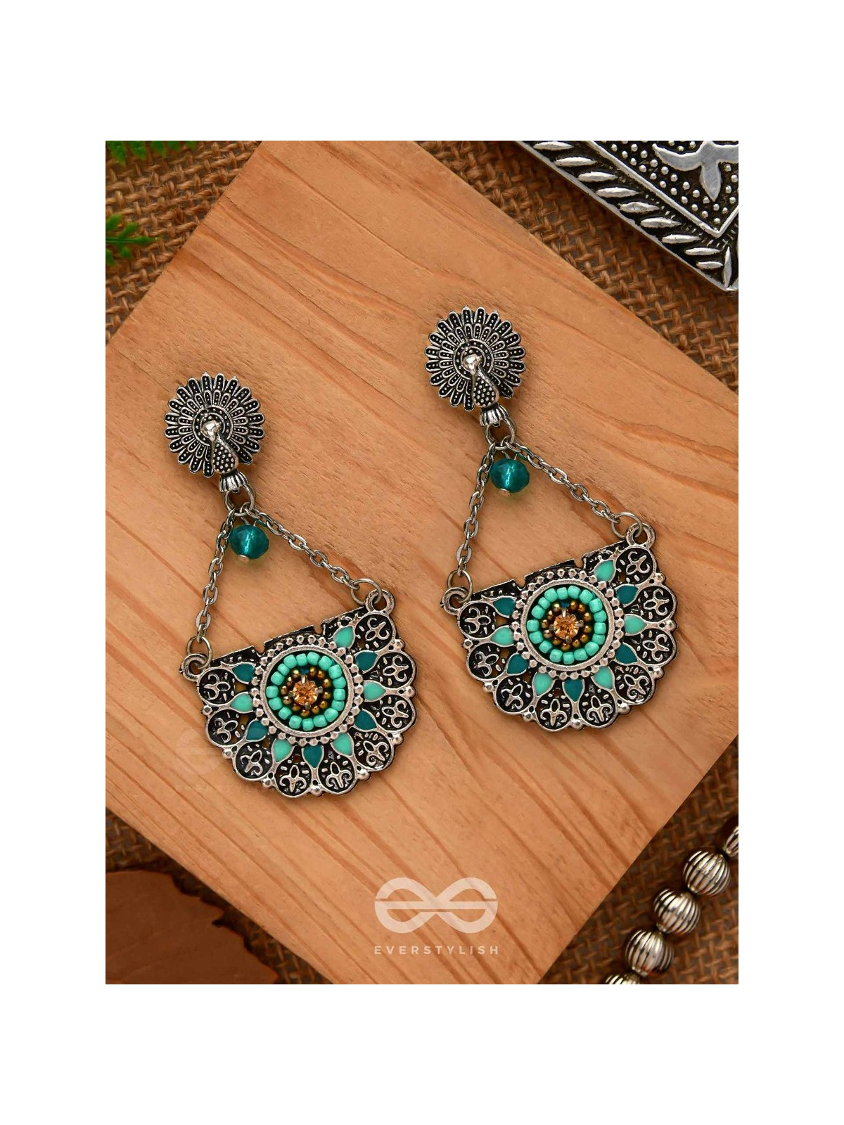 Enchanted Mandalas - Oxidised Beaded Earrings