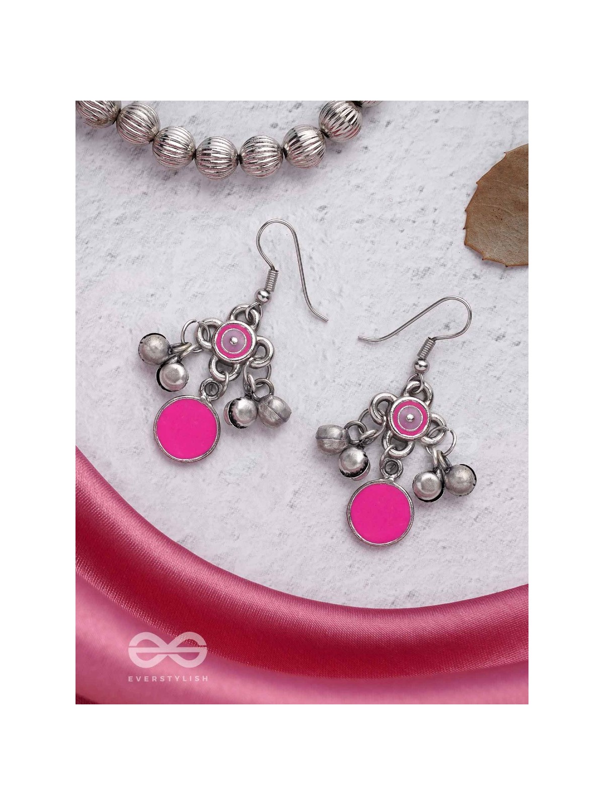 Rosy Tinkles - Enamelled Oxidised Earrings