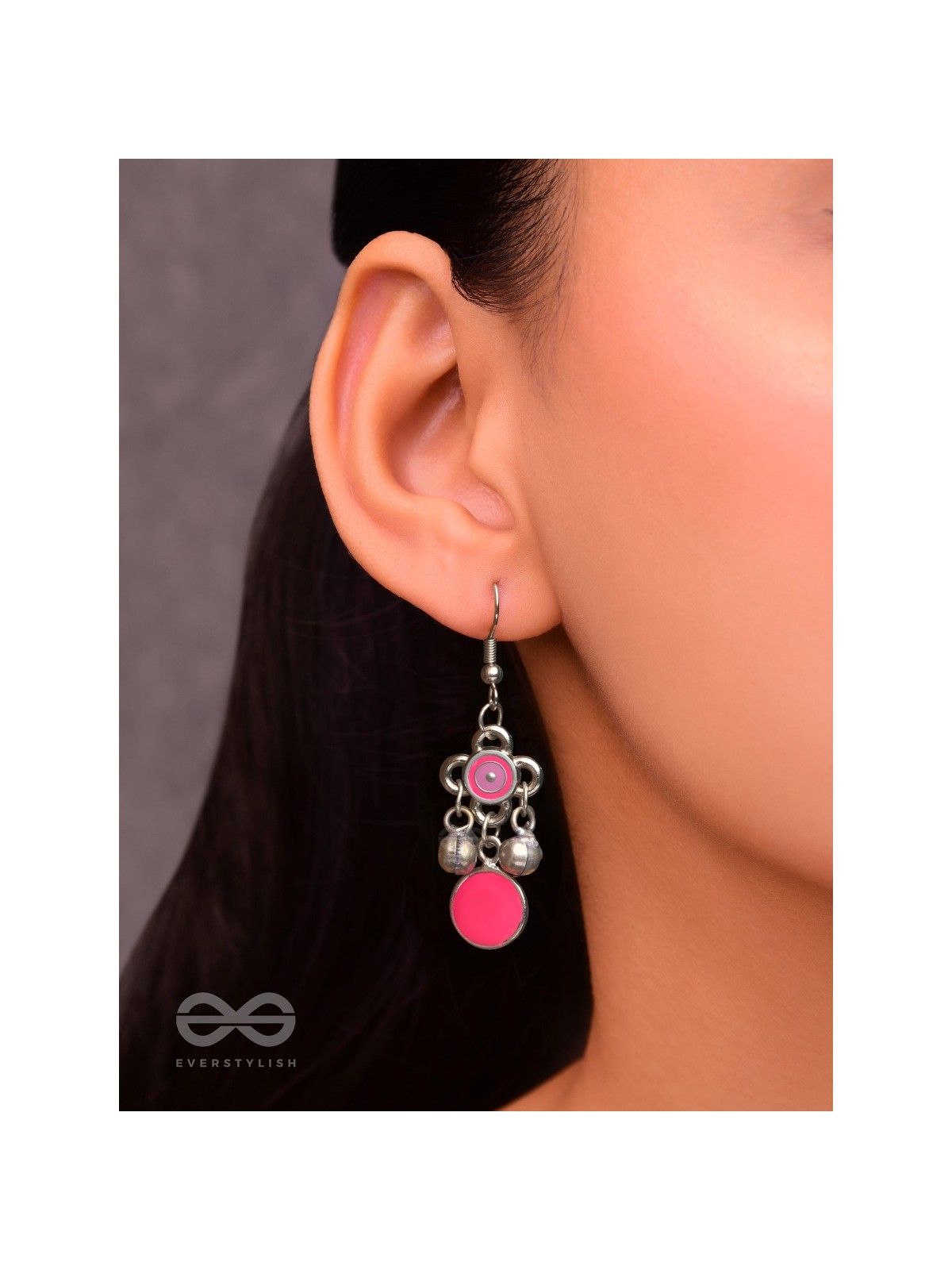 Rosy Tinkles - Enamelled Oxidised Earrings