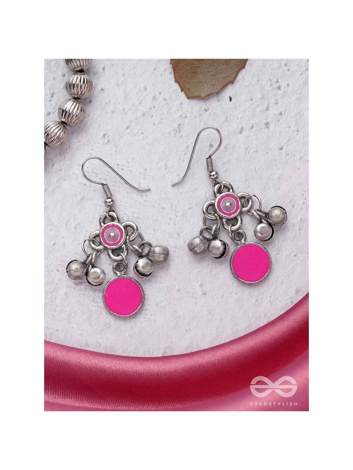 Rosy Tinkles - Enamelled Oxidised Earrings