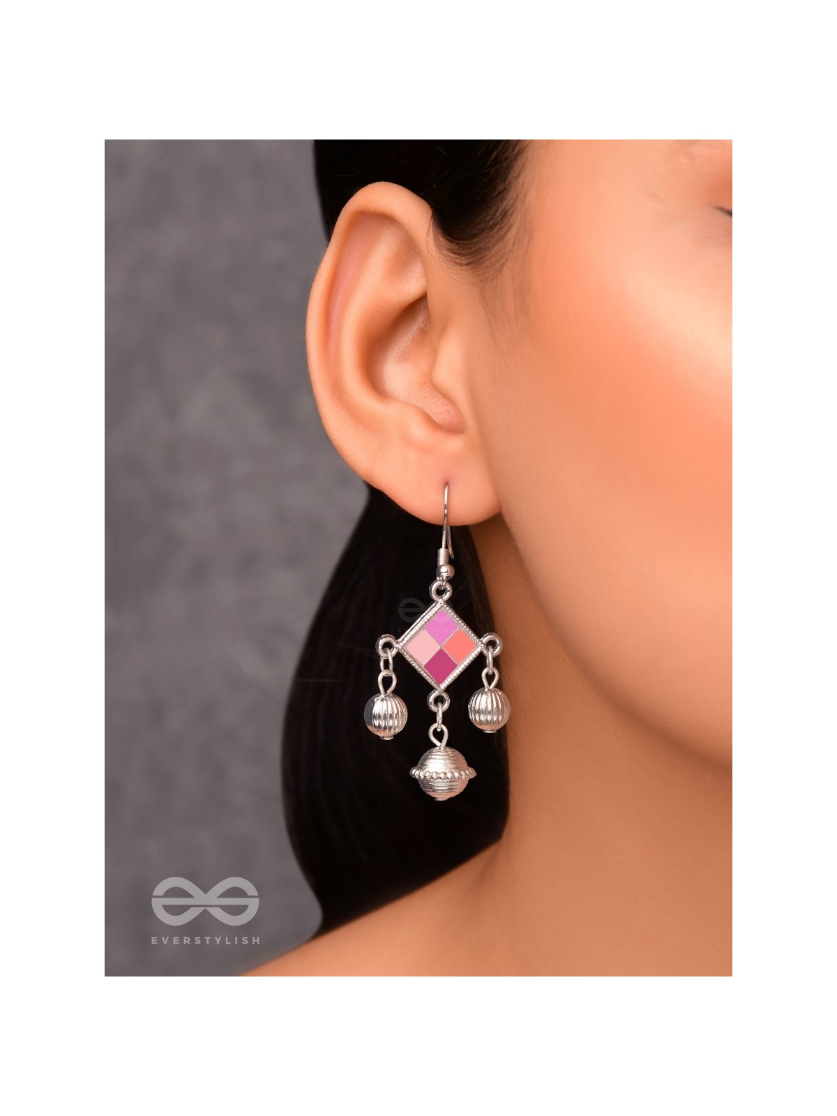 Razzle-Dazzle Drops - Enamelled Oxidised Earrings