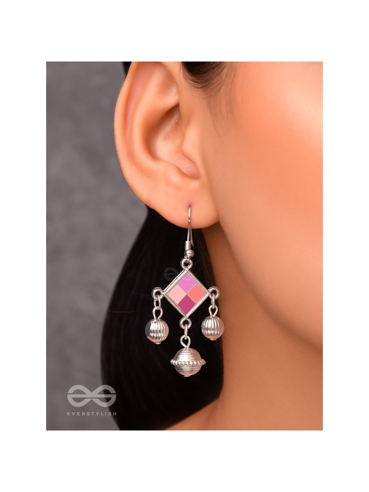 Razzle-Dazzle Drops - Enamelled Oxidised Earrings