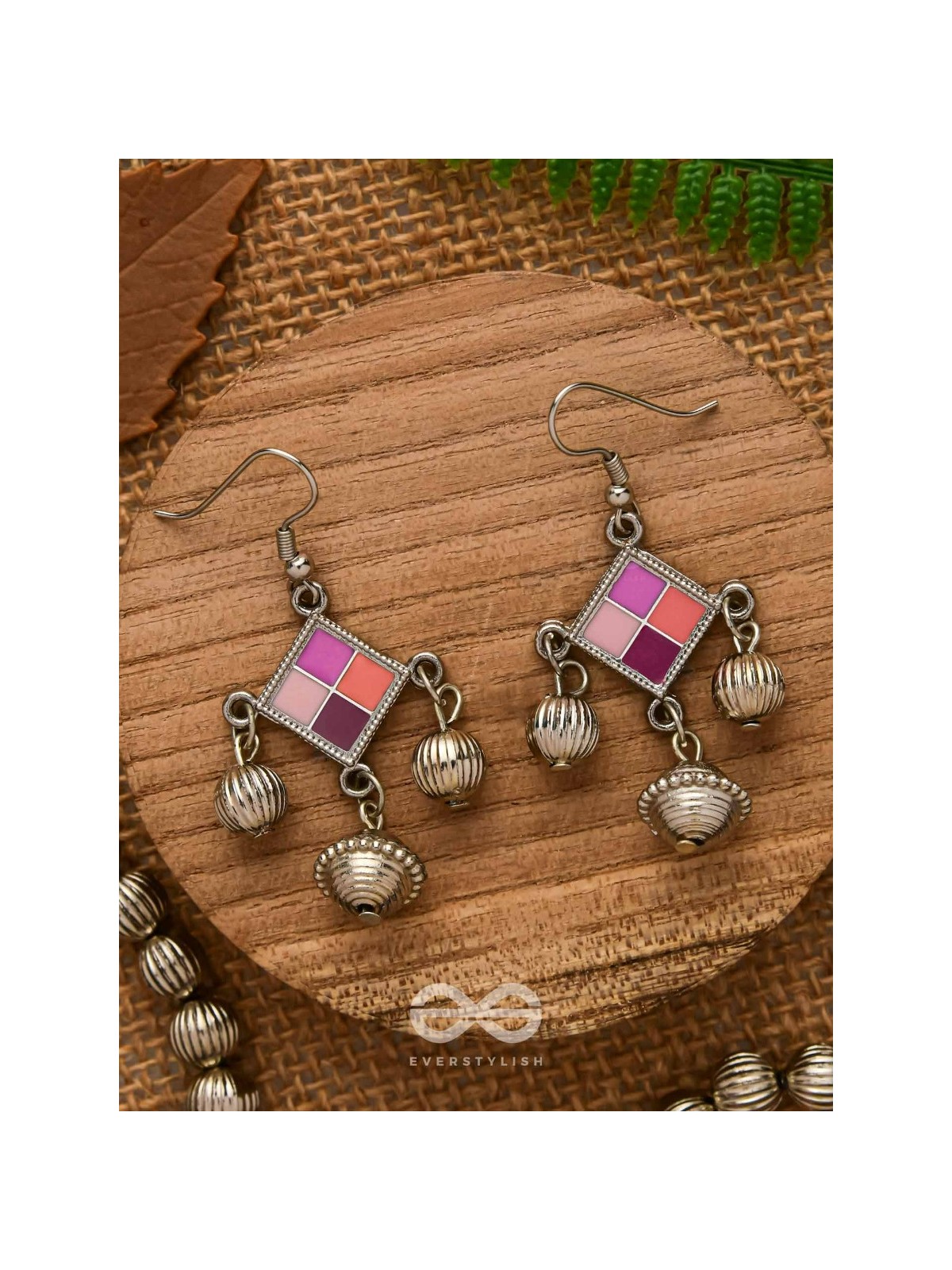 Razzle-Dazzle Drops - Enamelled Oxidised Earrings