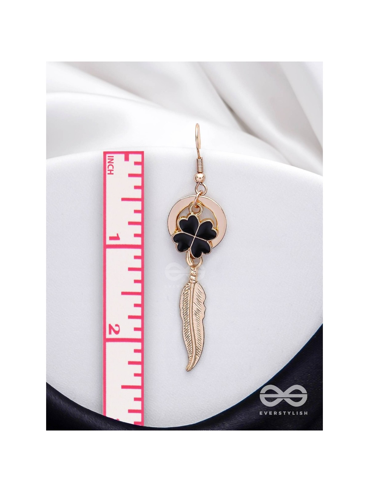 Leafy Luster - Golden And Black Earrings 