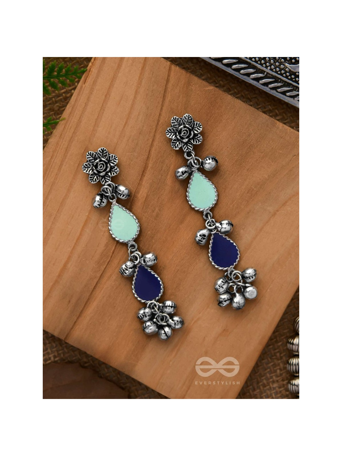 Rainy Day Delights - Silver Enamelled Earrings