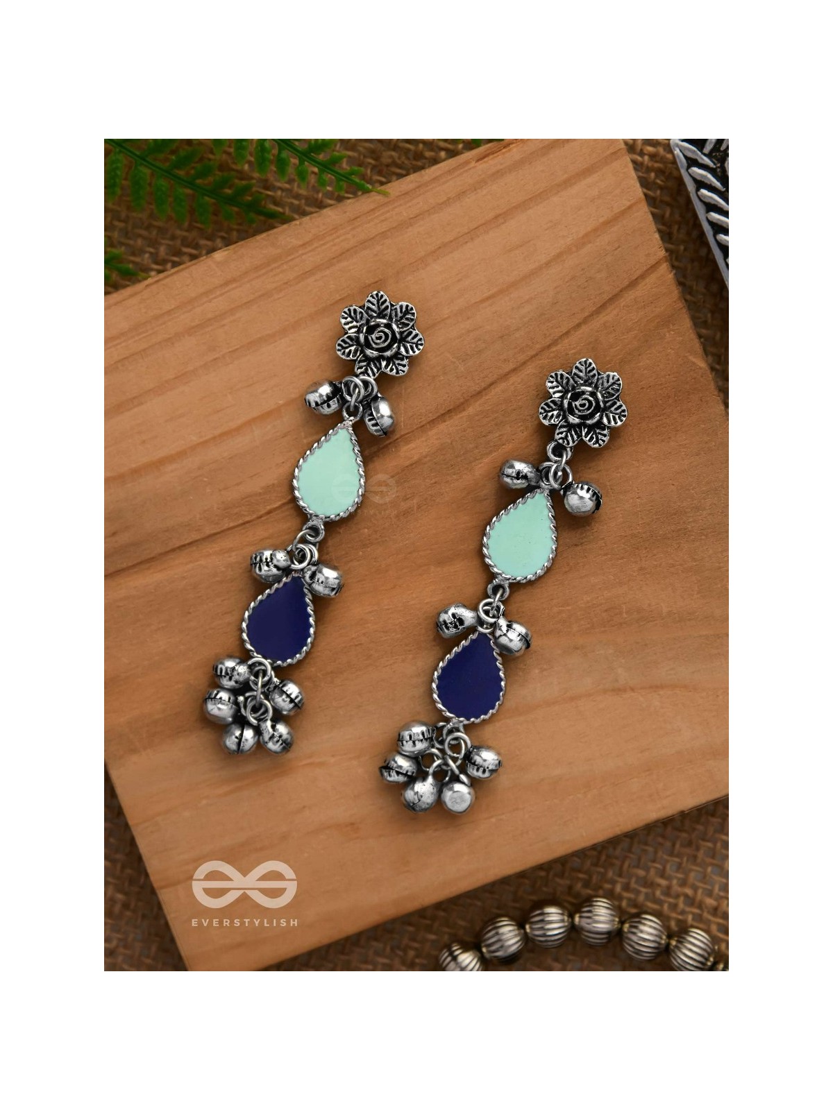 Rainy Day Delights - Silver Enamelled Earrings