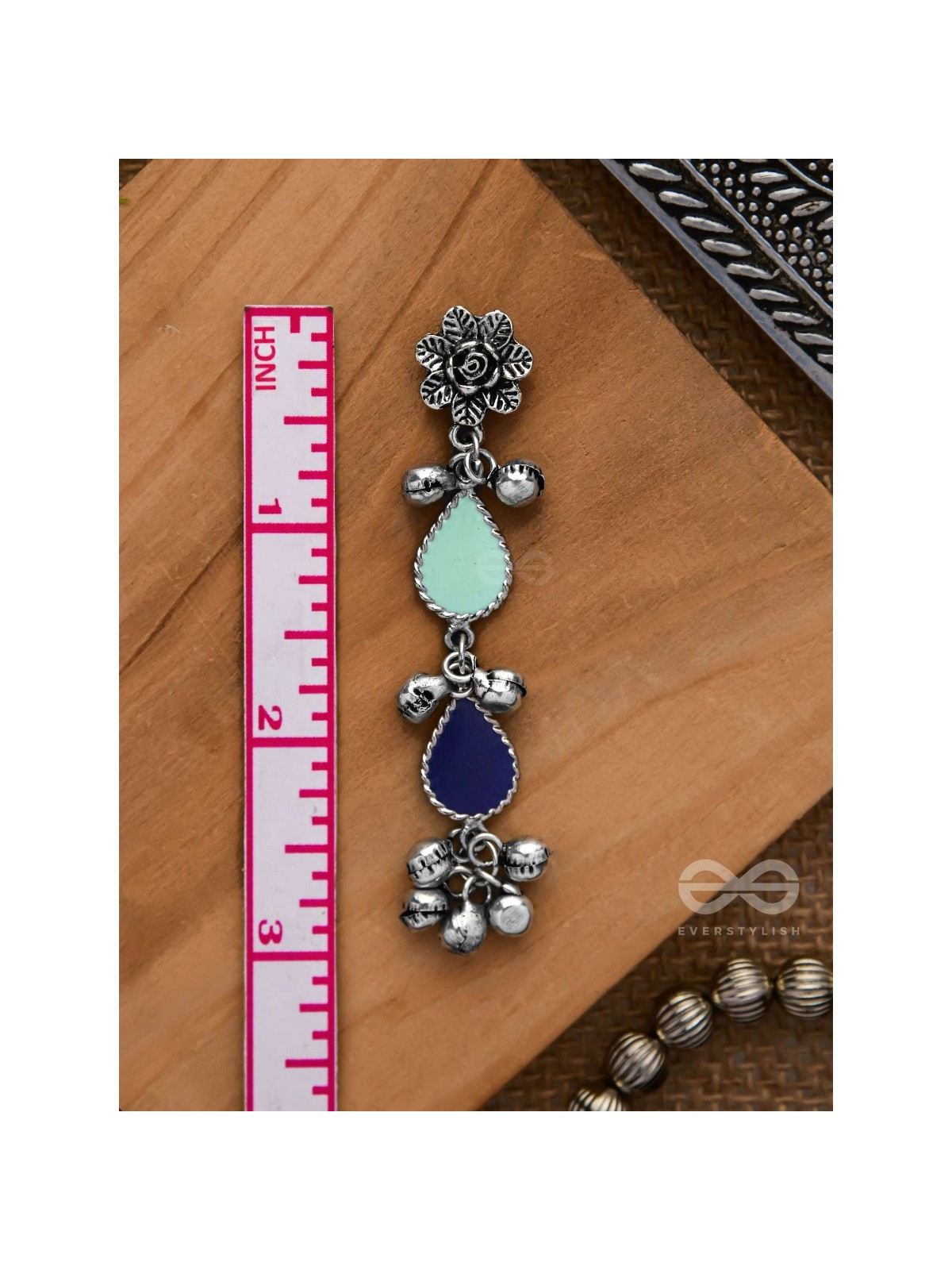 Rainy Day Delights - Silver Enamelled Earrings