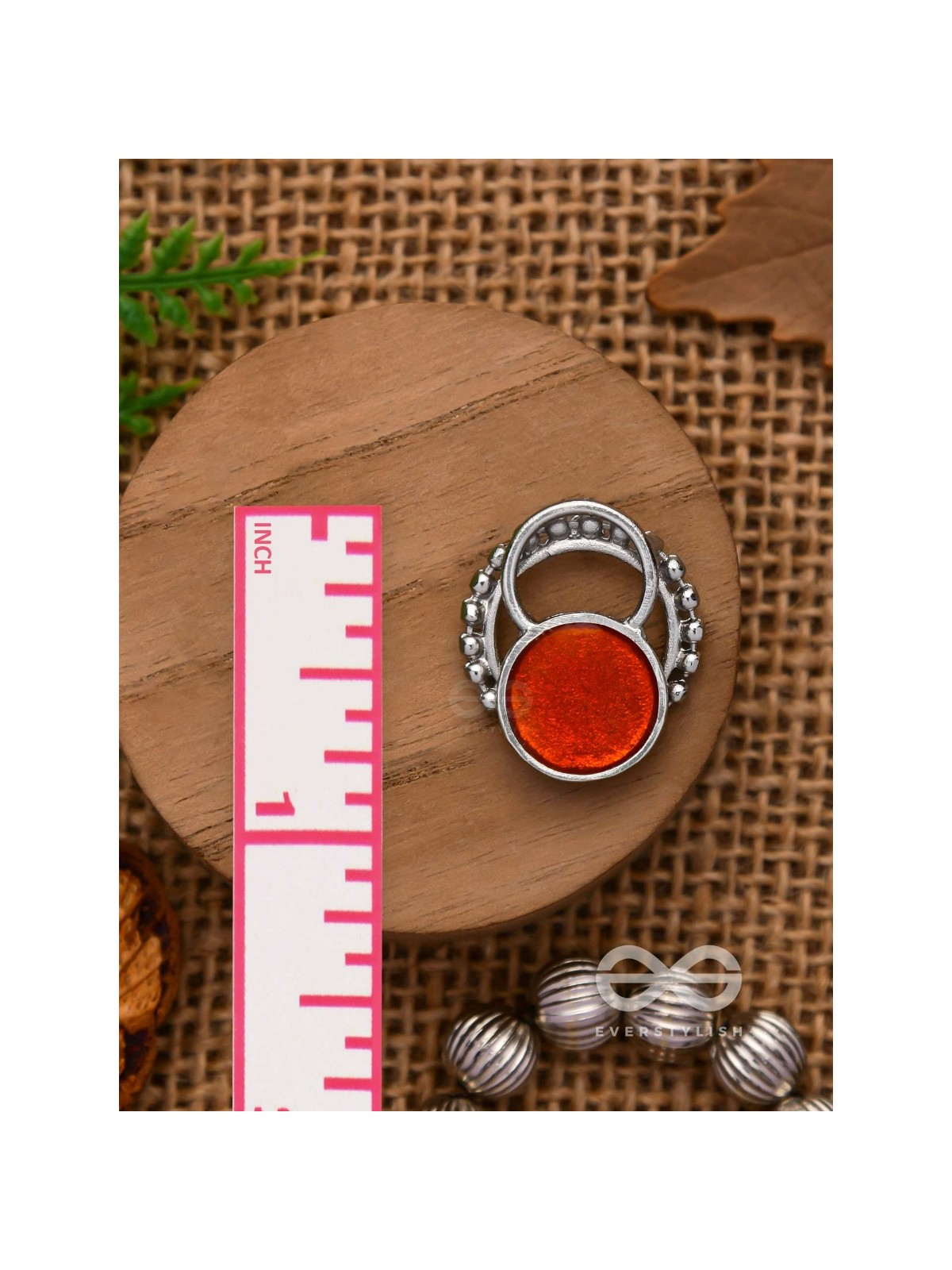 Sunburst Glow - Silver And Orange Stud Earrings