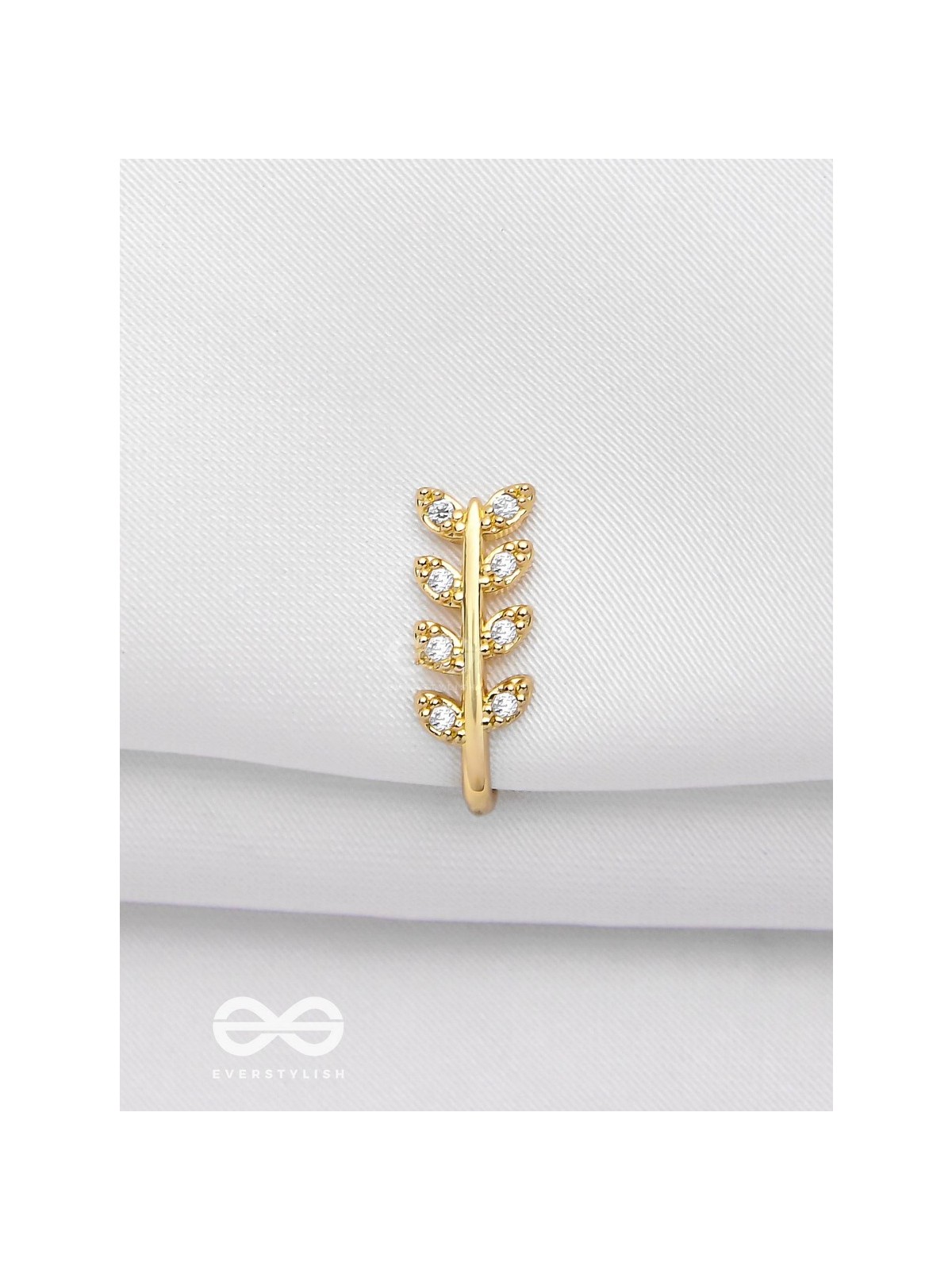 LEAF OUT BEAUTY - GOLDEN CZ NOSERING (NON-PIERCING)