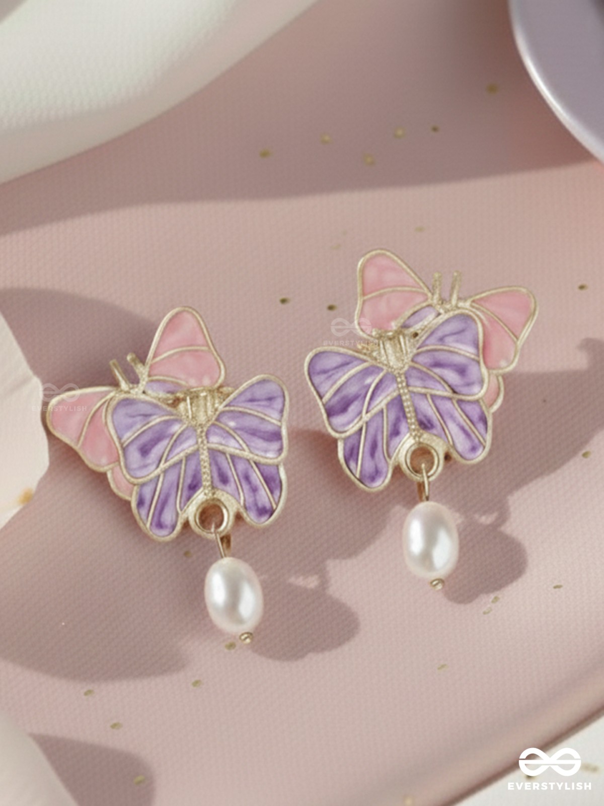 DUAL WING WONDERS - GOLDEN EMBELLISHED EARRINGS