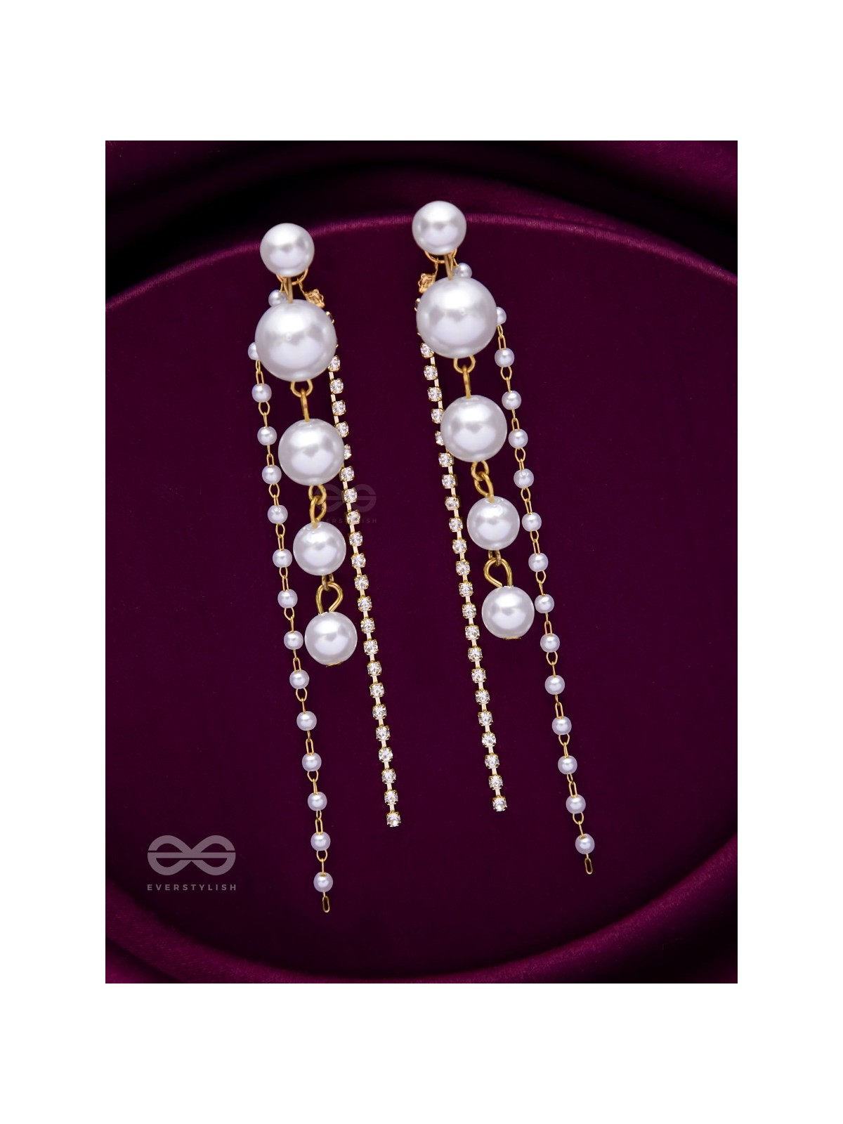 THE DEWDROPPED ELEGANCE - GOLDEN PEARL EAR JACKETS