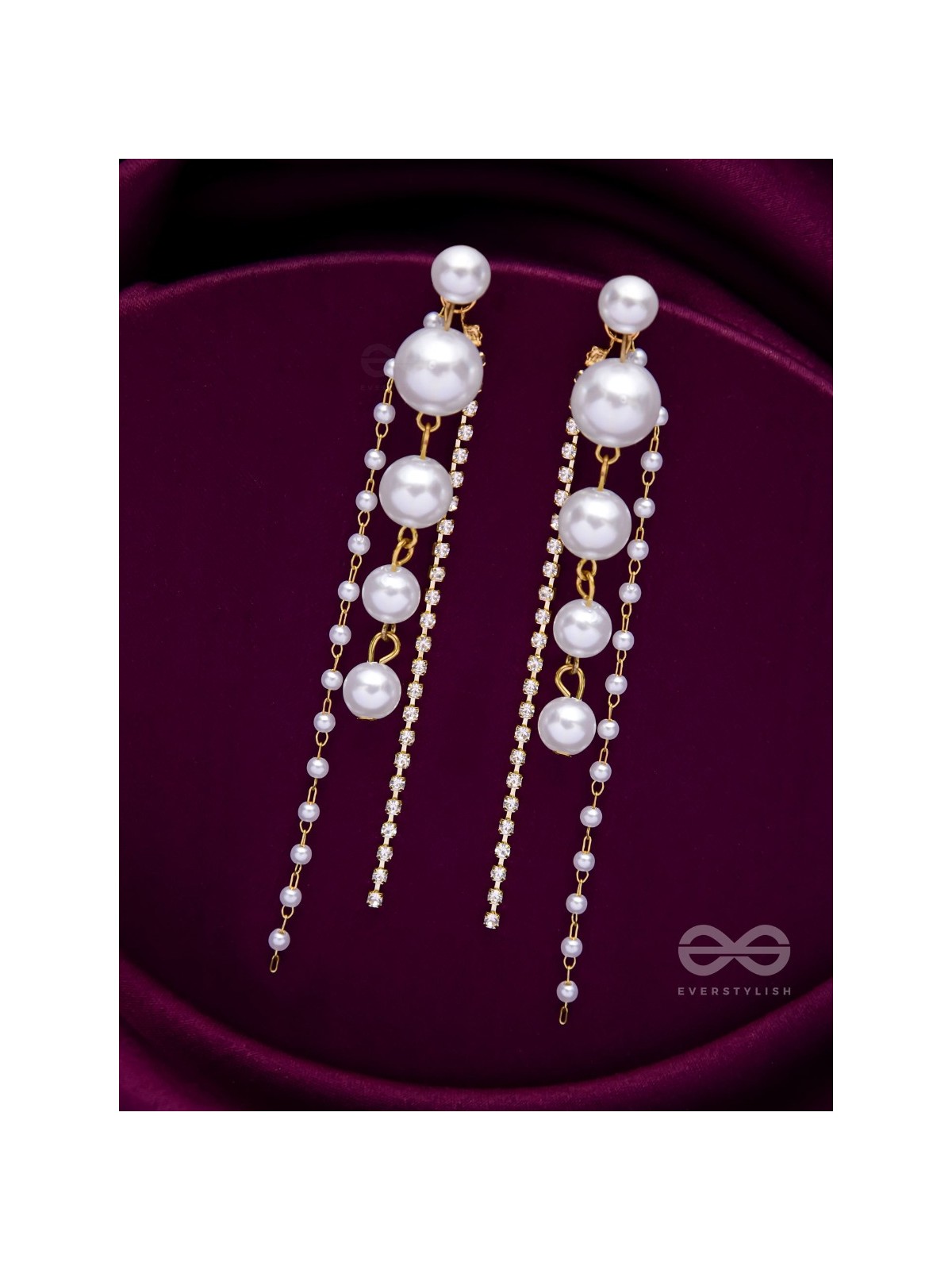 THE DEWDROPPED ELEGANCE - GOLDEN PEARL EAR JACKETS