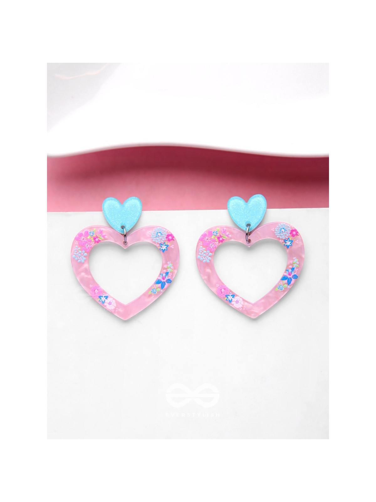 FALLIN' IN LOVE - PINK AND BLUE ACRYLIC EARRINGS
