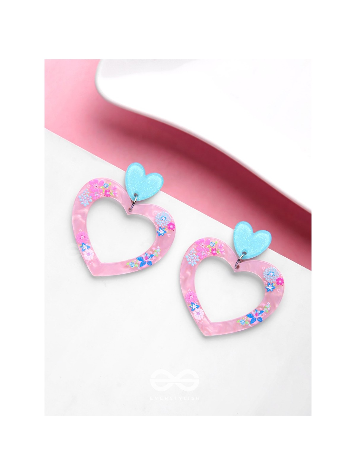 FALLIN' IN LOVE - PINK AND BLUE ACRYLIC EARRINGS