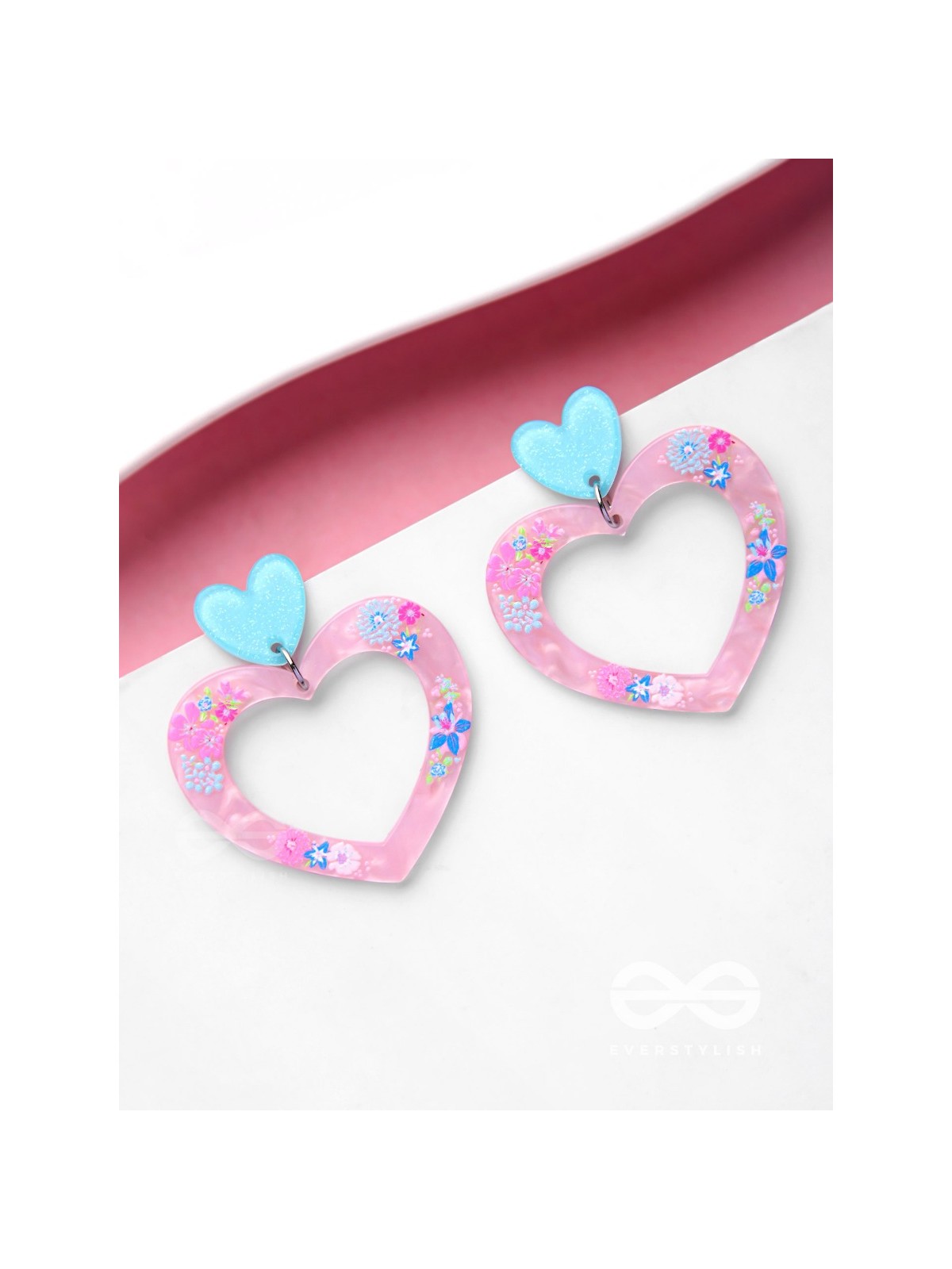 FALLIN' IN LOVE - PINK AND BLUE ACRYLIC EARRINGS