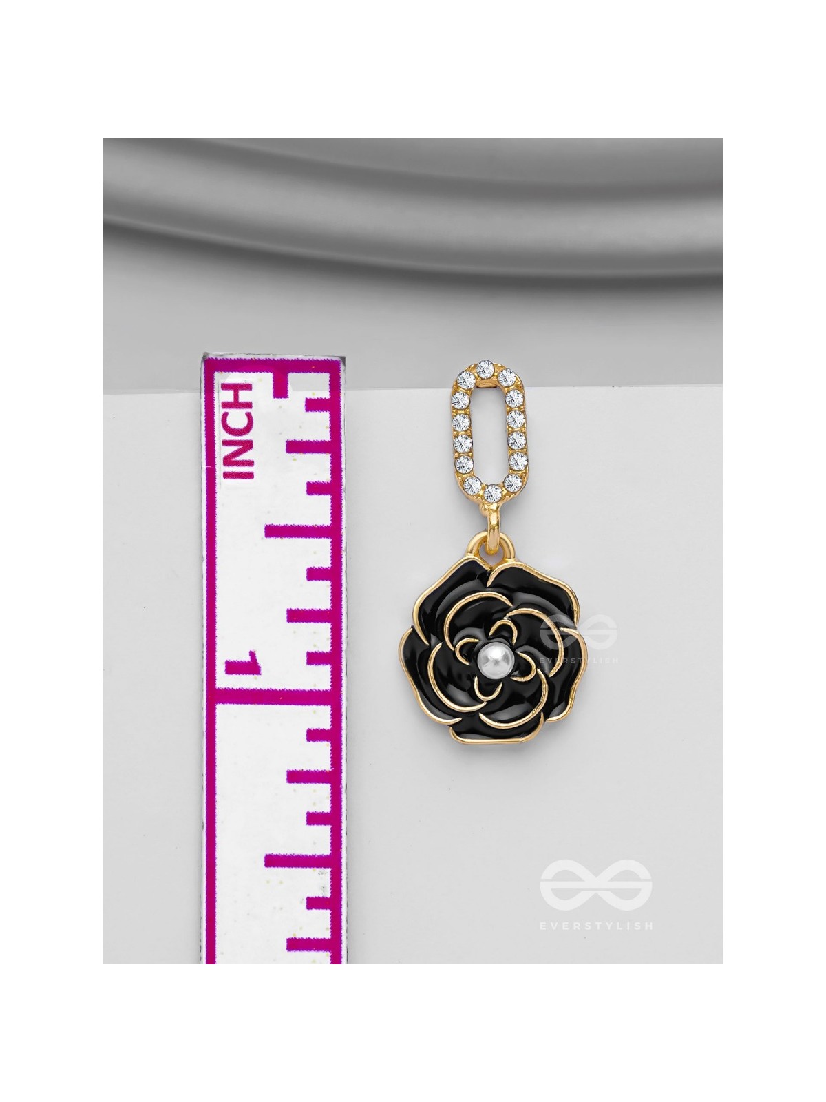 THE MIDNIGHT ROSE - GOLDEN AND BLACK EMBELLISHED EARRINGS