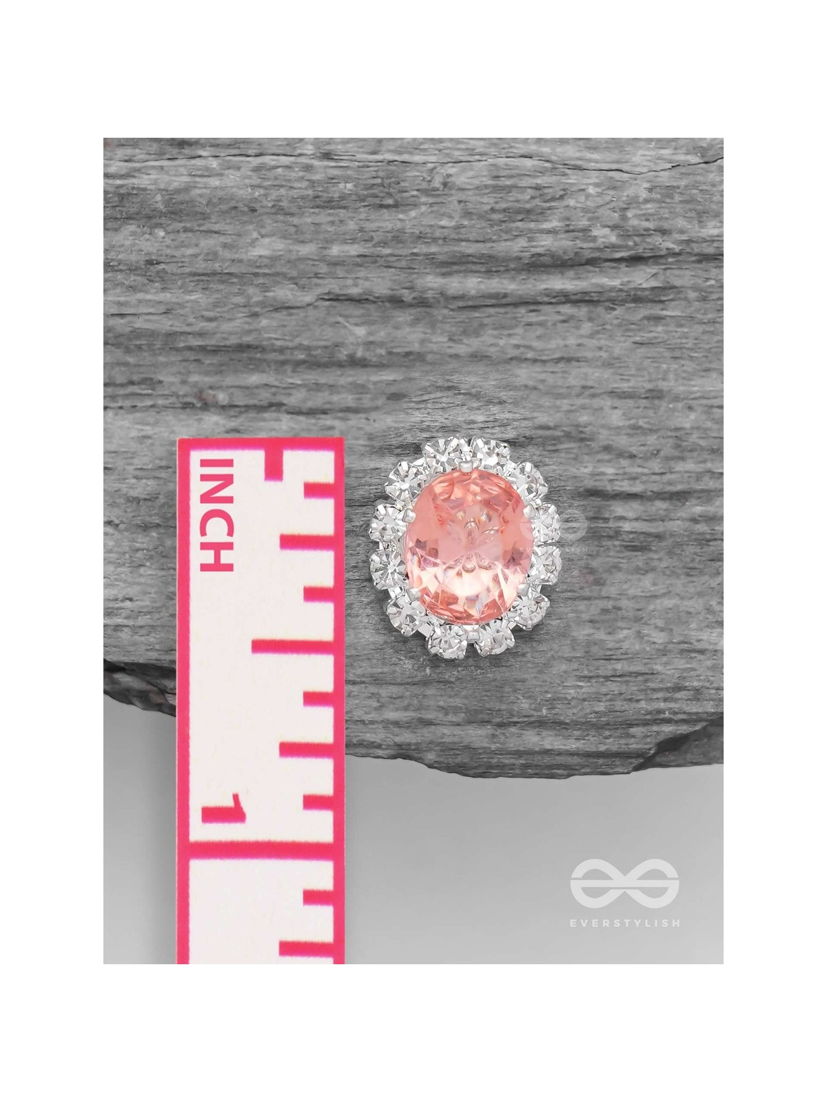 SHIMMER AND SHINE - SILVER AND PEACH EMBELLISHED STUD EARRINGS