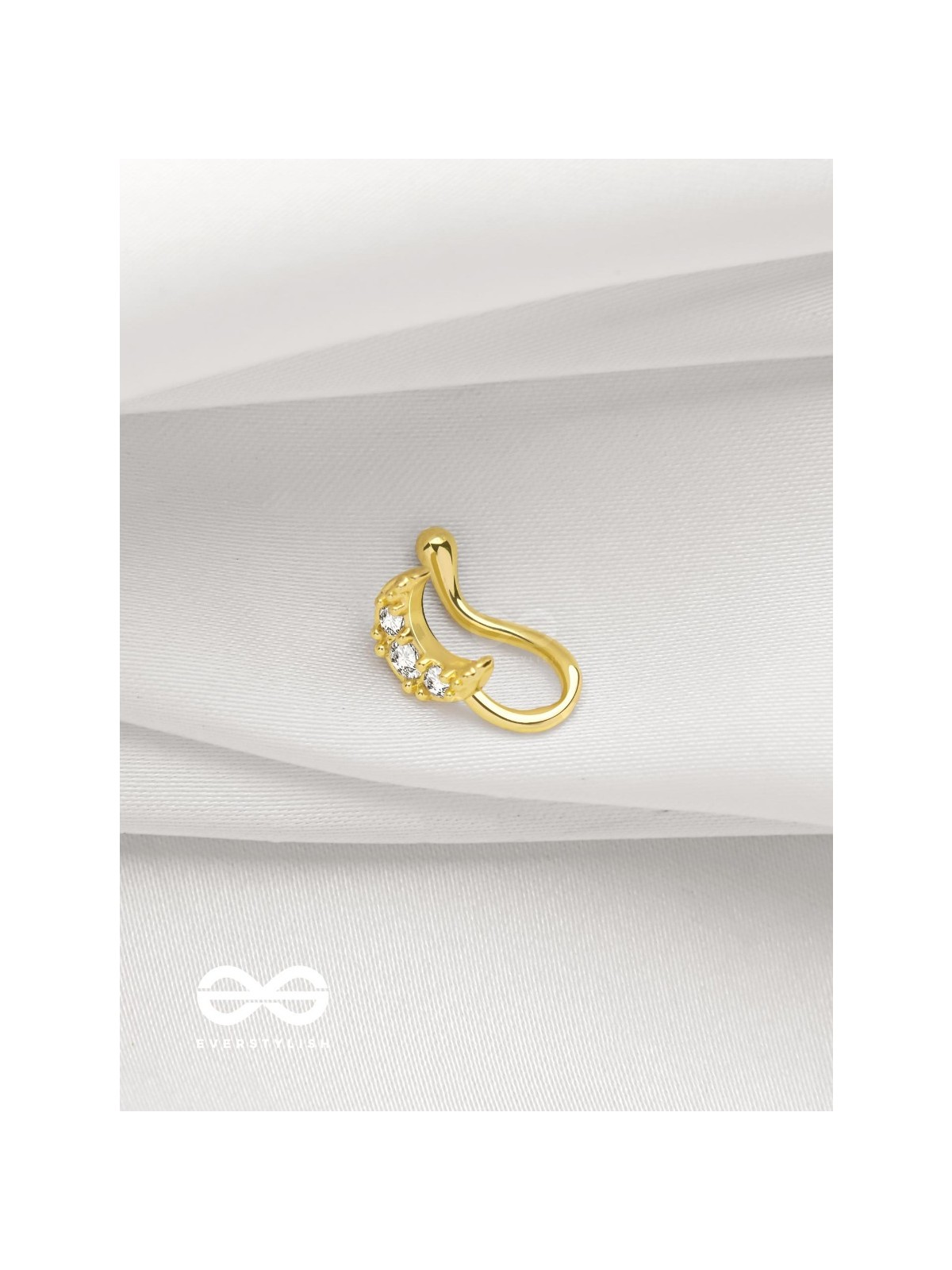 CRESENT MOONLIGHT - GOLDEN CZ NOSERING (NON-PIERCING)