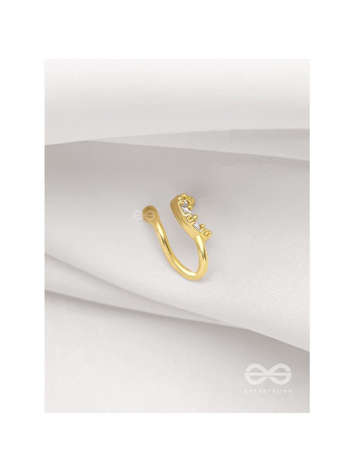 CRESENT MOONLIGHT - GOLDEN CZ NOSERING (NON-PIERCING)