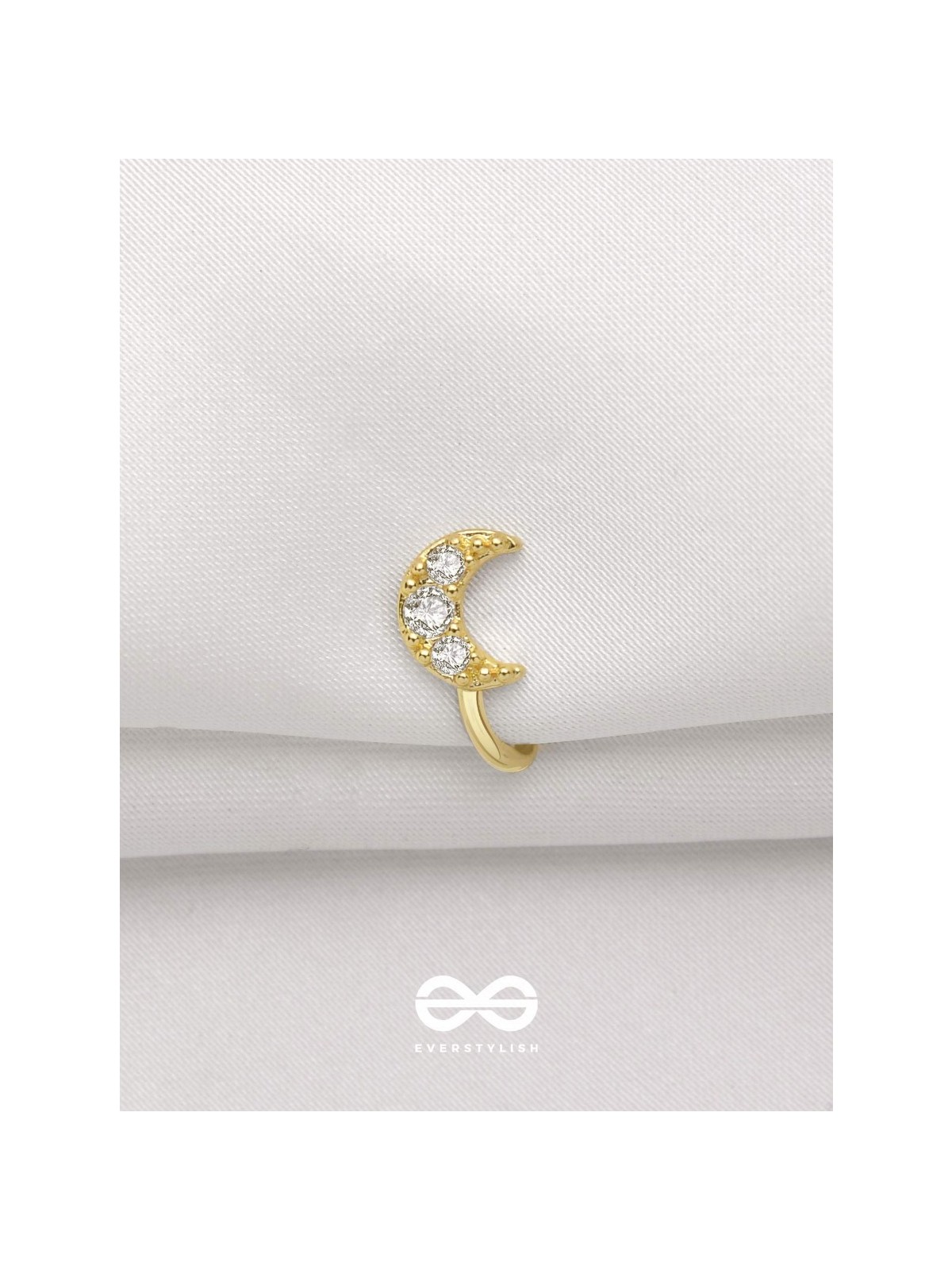 CRESENT MOONLIGHT - GOLDEN CZ NOSERING (NON-PIERCING)
