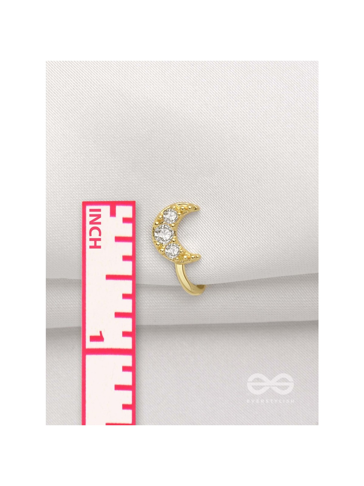 CRESENT MOONLIGHT - GOLDEN CZ NOSERING (NON-PIERCING)