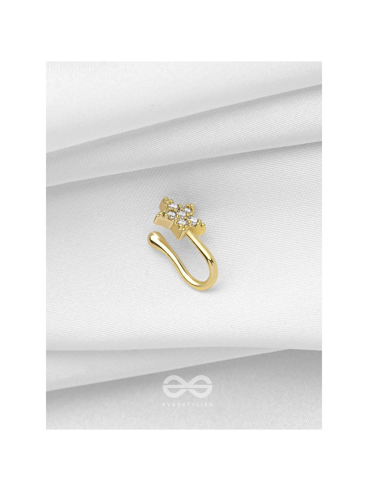 CHAMPAGNE STAR - GOLDEN CZ NOSERING (NON-PIERCING)