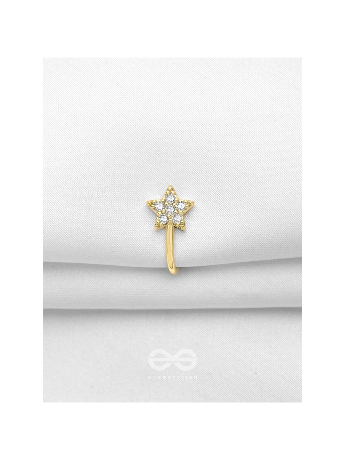 CHAMPAGNE STAR - GOLDEN CZ NOSERING (NON-PIERCING)