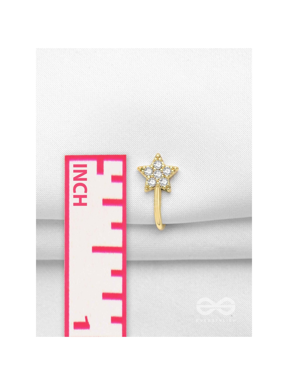 CHAMPAGNE STAR - GOLDEN CZ NOSERING (NON-PIERCING)