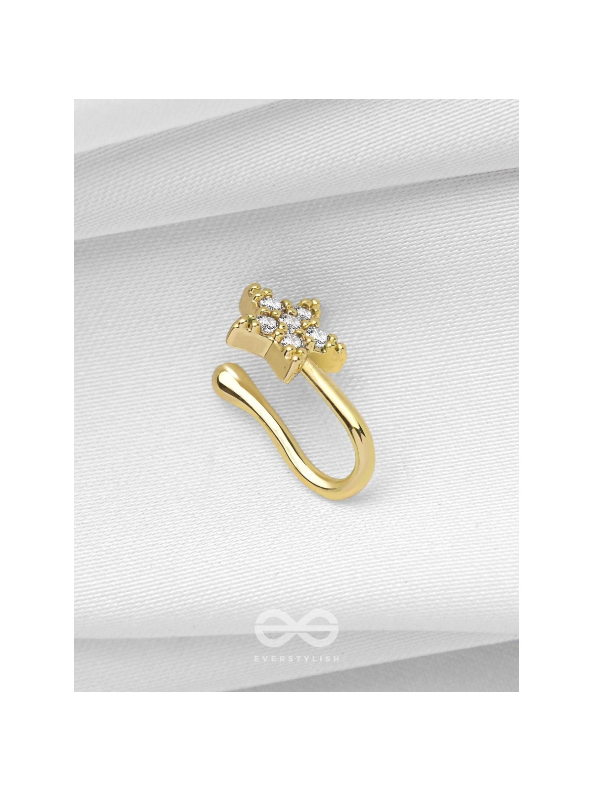 CHAMPAGNE STAR - GOLDEN CZ NOSERING (NON-PIERCING)