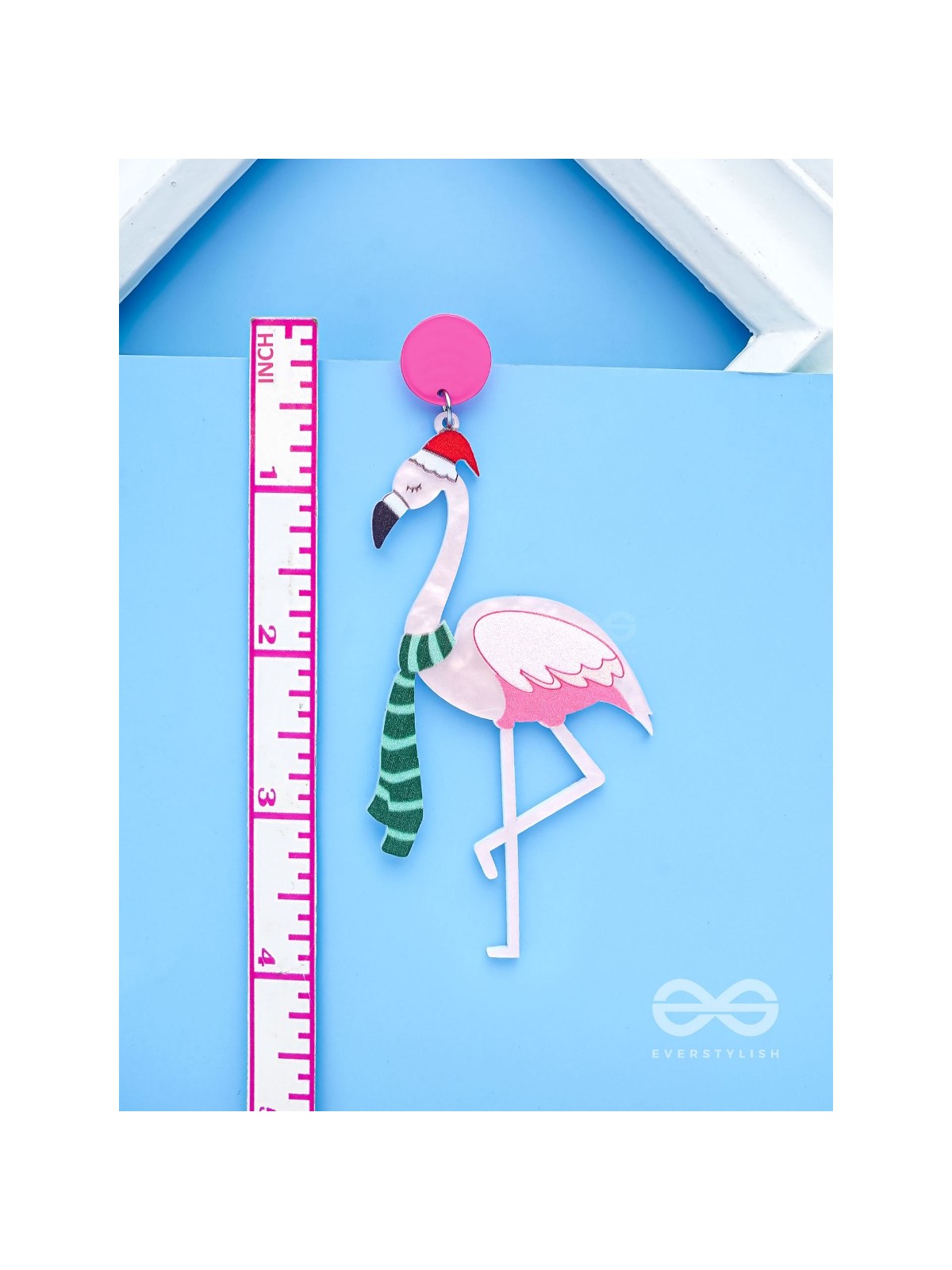 THE FLAMINGO CLAUS - STATEMENT ACRYLIC EARRINGS